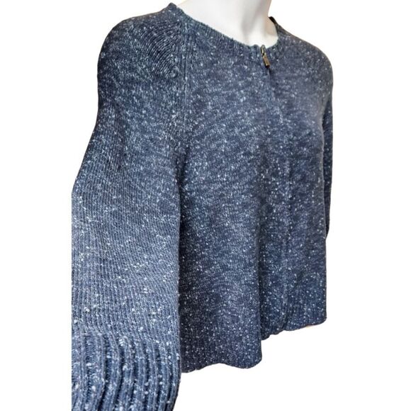 LIZ CLAIBORNE Vintage Blue Speckled Long Sleeve Zip- Up Sweater  Size Large - Picture 5 of 16